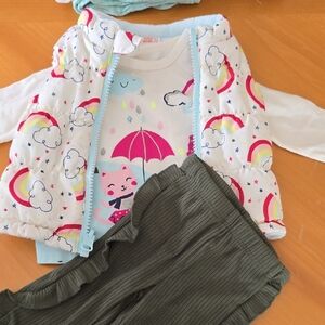 Wonder Nation Kids Matching Set - White, Pink, Green